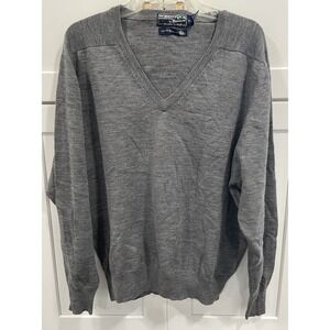 Vtg Men XL Grandpa Sweater Gray Merino Wool Woodstock Bernard AK113